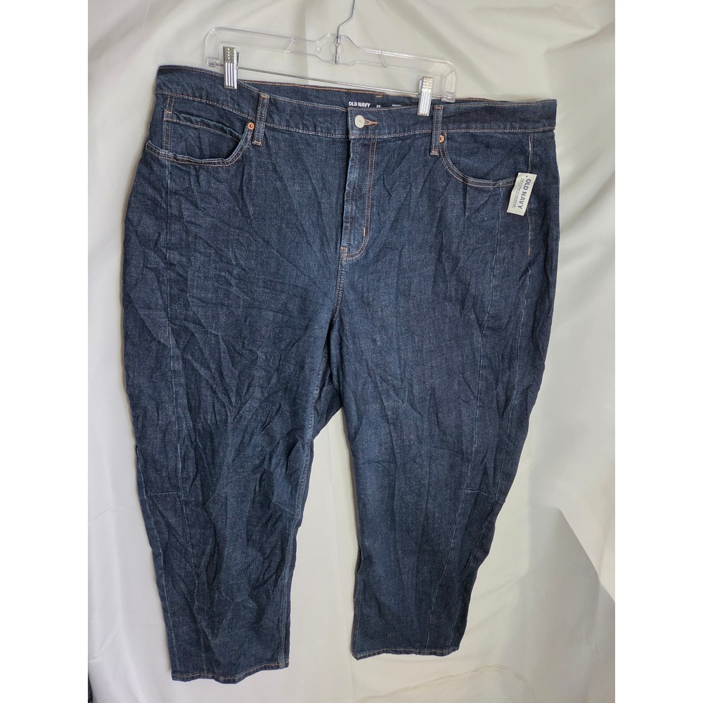 Old Navy Straight Jeans Women Blue Dark Wash Straight High Rise Straight NEW
